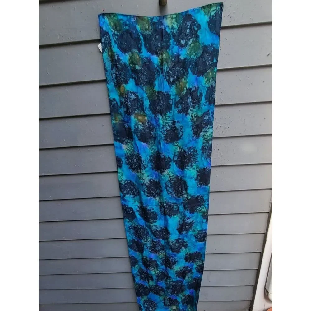 Blue Silk Batik Long Scarf
